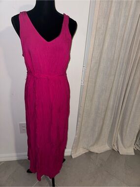 Time and Tru Magenta Sleeveless V-Neck Maxi Dress